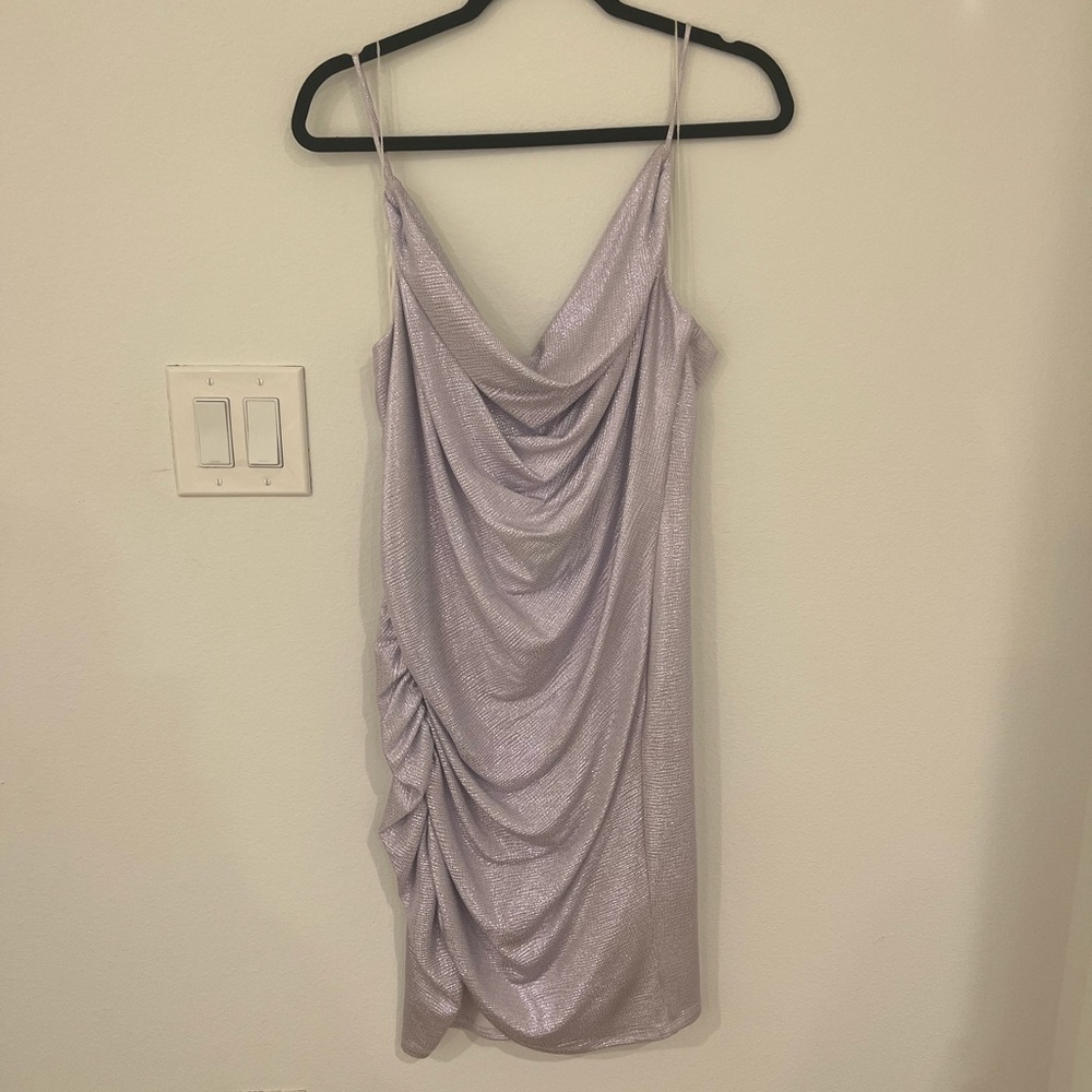 Lavender Cowl Neck Mini Dress - Picture 2 of 9